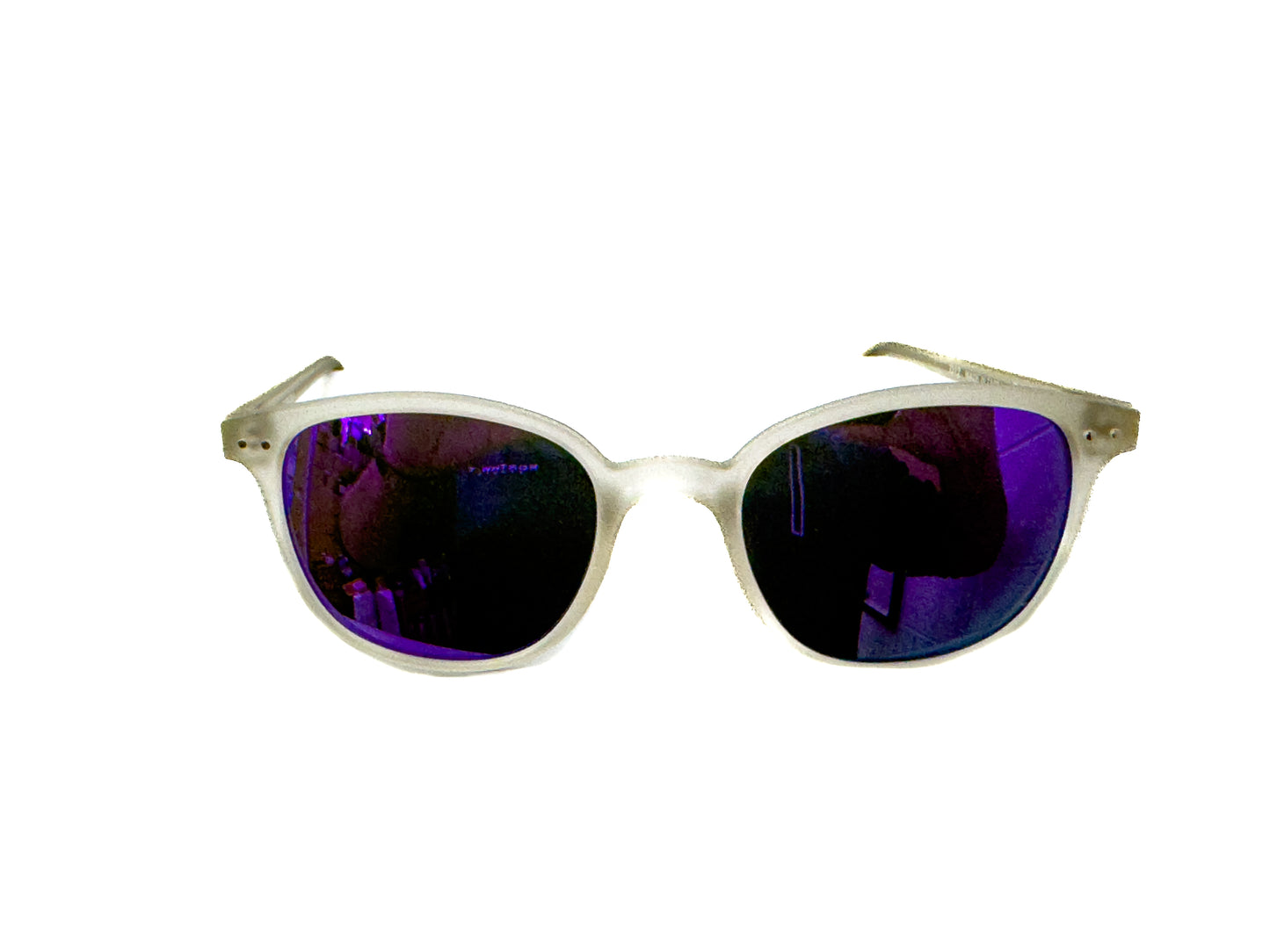 FMF Spark Sunglasses - Matte Crystal Light Gray - Purple Mirror Lens